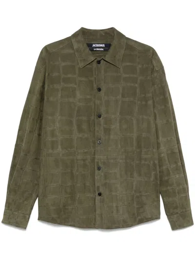 JACQUEMUS LEDERHEMD MIT KROKO-PRÄGUNG