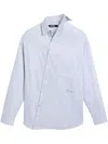 Jacquemus Womens La Chemise Cuadro Script-embroidery Asymmetric Cotton Shirt Light Grey In Grey