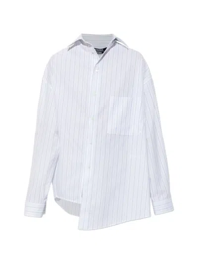 Jacquemus Cuadro Asymmetric Striped Cotton Shirt In White