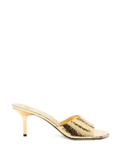 Jacquemus The Cubisto Cracked-effect Heeled Sandals In Gold