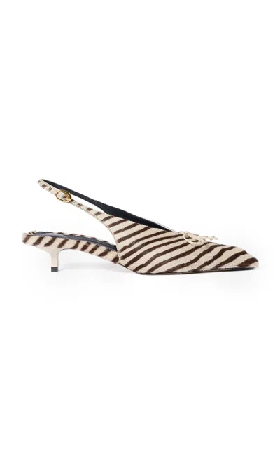 Jacquemus The Cubisto Zebra Pony Hair Slingback Pumps In Multi