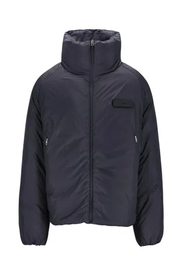 Jacquemus Padded Jacket With High Collar And Pockets In Blue