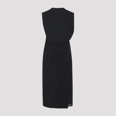 Jacquemus The Drap Cotton Midi Dress In Black