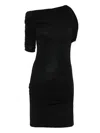 Jacquemus One-shoulder Knee-length Dress Ruched Detailing In Black