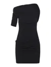 Jacquemus Asymmetrical One-shoulder Bodycon Mini Dress With Ruched Sleeve In Multi