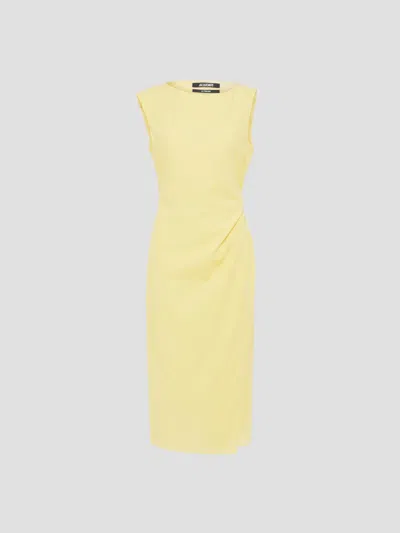 Jacquemus The Draped Mini Robe In Yellow
