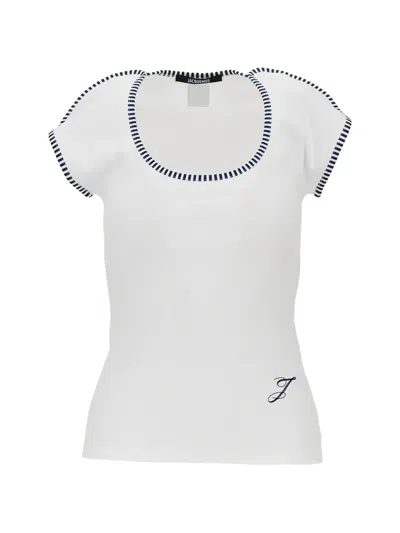 Jacquemus The Espiral Striped-trim Embroidered T-shirt In White