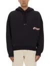 Jacquemus Cotton Sweatshirt With Embroidered Varsity Patch In Black
