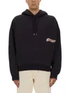 Jacquemus Blue Cotton Sweatshirts In Black