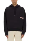 Jacquemus Cotton Sweatshirt With Embroidered Varsity Patch In Blue