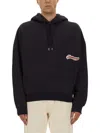 Jacquemus Cotton Sweatshirt With Embroidered Varsity Patch In Black