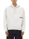 Jacquemus Hooded Sweater With Drawstring And Ribbed Finish In Gray