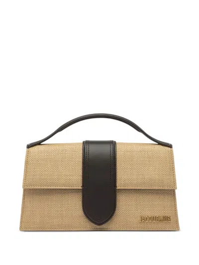 Jacquemus The Great Bambino Leather-trimmed Tote Bag In Neutral