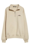 Jacquemus The Gros Grain Cotton Fleece Zip Sweatshirt In Beige