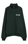 Jacquemus The Gros Grain Cotton Fleece Zip Sweatshirt In Dark Green
