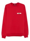 Jacquemus Men Le Hoodie Grosgrain Hooded Sweatshirt In Red