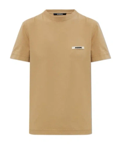 Jacquemus The Gros Grain Crewneck T-shirt In Gold