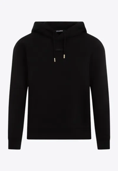 Jacquemus The Gros Grain Cropped Hooded Sweatshirt In Black