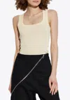 Jacquemus The Gros Grain Cropped Tank Top In Cream