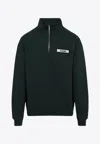 Jacquemus Long-sleeve High-collar Pullover With Half-zip Closure In Dark Green