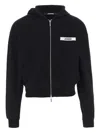 Jacquemus The Gros Grain Zip-up Hooded Sweatshirt In Black