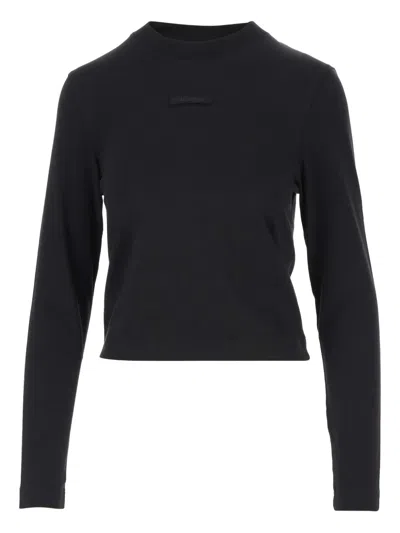 Jacquemus The Gros Grain Logo-detail Long-sleeve Top In Black