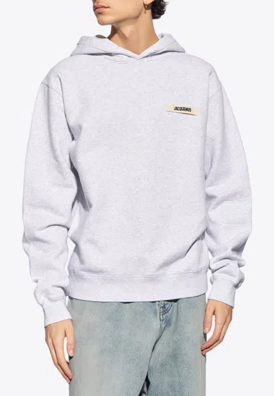 Jacquemus Le Hoodie Gros Grain Cotton Sweatshirt In Grey