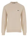 Jacquemus Men The Gros Grain Crewneck Sweatshirt With Logo Plaque In Neutral