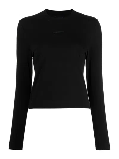 Jacquemus The Gros Grain Logo-detail Long-sleeve Top In Black