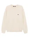 Jacquemus Men The Gros Grain Crewneck Sweatshirt With Logo Plaque In Neutral