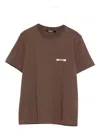 Jacquemus Crew Neck Box Cut Short Sleeve Top In Brown