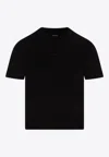 Jacquemus Black Fitted T-shirt With Logo Patch In Stretch Cotton Woman In Black