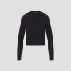 Jacquemus Cropped Long-sleeved T-shirt With Grosgrain Logo Detail In Black