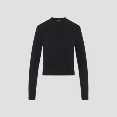 Jacquemus Gros Grain Long Sleeve T-shirt In Black