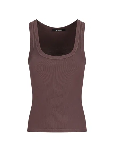 Jacquemus The Gros Grain Tank Top In Brown