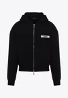 Jacquemus The Gros Grain Zip-up Hooded Sweatshirt In Black