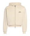 Jacquemus Grosgrain-trimmed Zippered Hoodie With Logo Detail In Nude