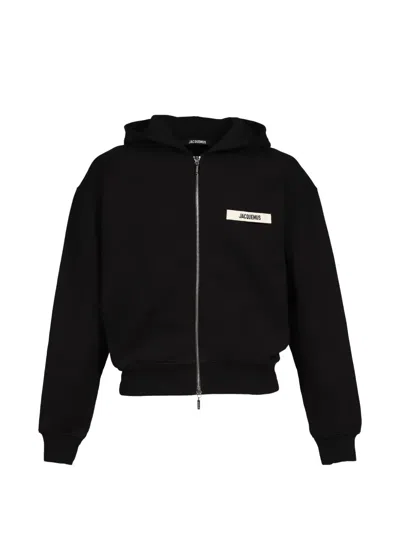 Jacquemus The Gros Grain Zipped Hoodie In Black