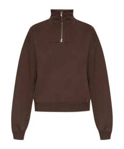 Jacquemus The Gros Grain Zipped-rollneck Sweatshirt In Brown
