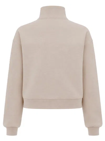 Jacquemus The Gros Grain Zipped-rollneck Sweatshirt In Sand