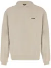 Jacquemus Ribbed Hooded Sweater Featuring Gros Grain In Neutral