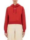 Jacquemus Cropped Hooded Drawstring Top In Red