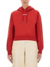 Jacquemus Cropped Hooded Drawstring Top In Red