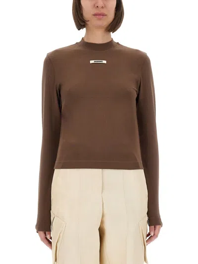 Jacquemus The Grosgrain Long-sleeved Shirt In Brown