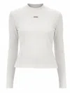 Jacquemus Fitted Cropped Rectangular Label Long-sleeve T-shirt In White