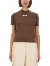 Jacquemus Crew Neck Box Cut Short Sleeve Top In Brown