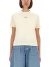 Jacquemus Fitted Round Neck T-shirt With Logo Label In Beige In Neutral