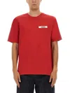 Jacquemus Le T-shirt Gros Grain Red T-shirt With Logo Patch On The Front In Cotton Man In Red