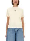 Jacquemus Fitted Round Neck T-shirt With Logo Label In Beige In Neutral