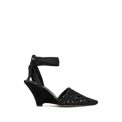 Jacquemus Woven Ankle-tie Heeled Sandals In Black